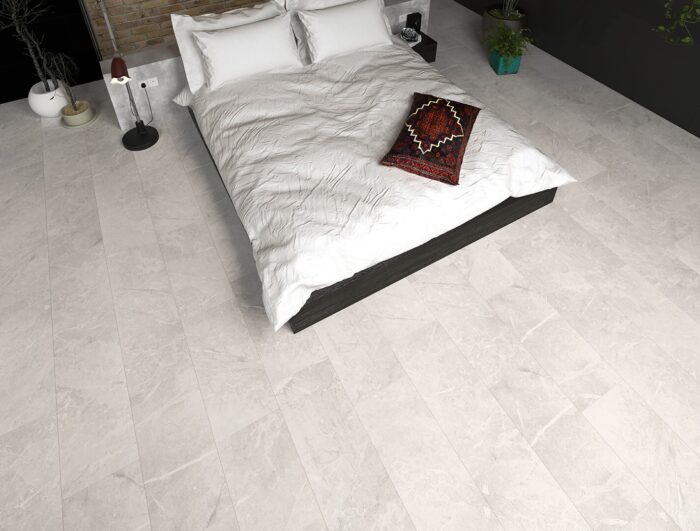 Bedroom with flooring installed